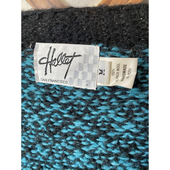 Vintage Hallet San Francisco Hand Knit Alpaca Sweater Cardigan Womens M - Picture 2 of 5